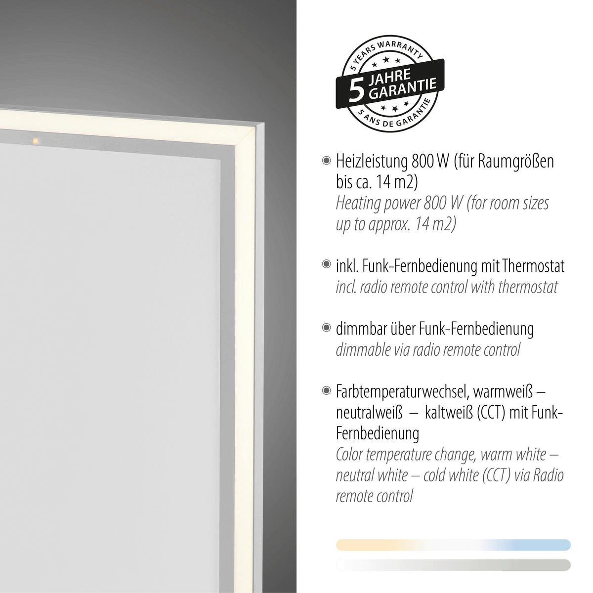 Just Light LED-Deckenleuchte mit Heizfunktion BEROA 18069-16 weiß Kunststoff Metall B/H/T: ca. 60x6,8x120 cm 1 Brennstellen BEROA - weiß (60,00/6,80/120,00cm) - Just Light