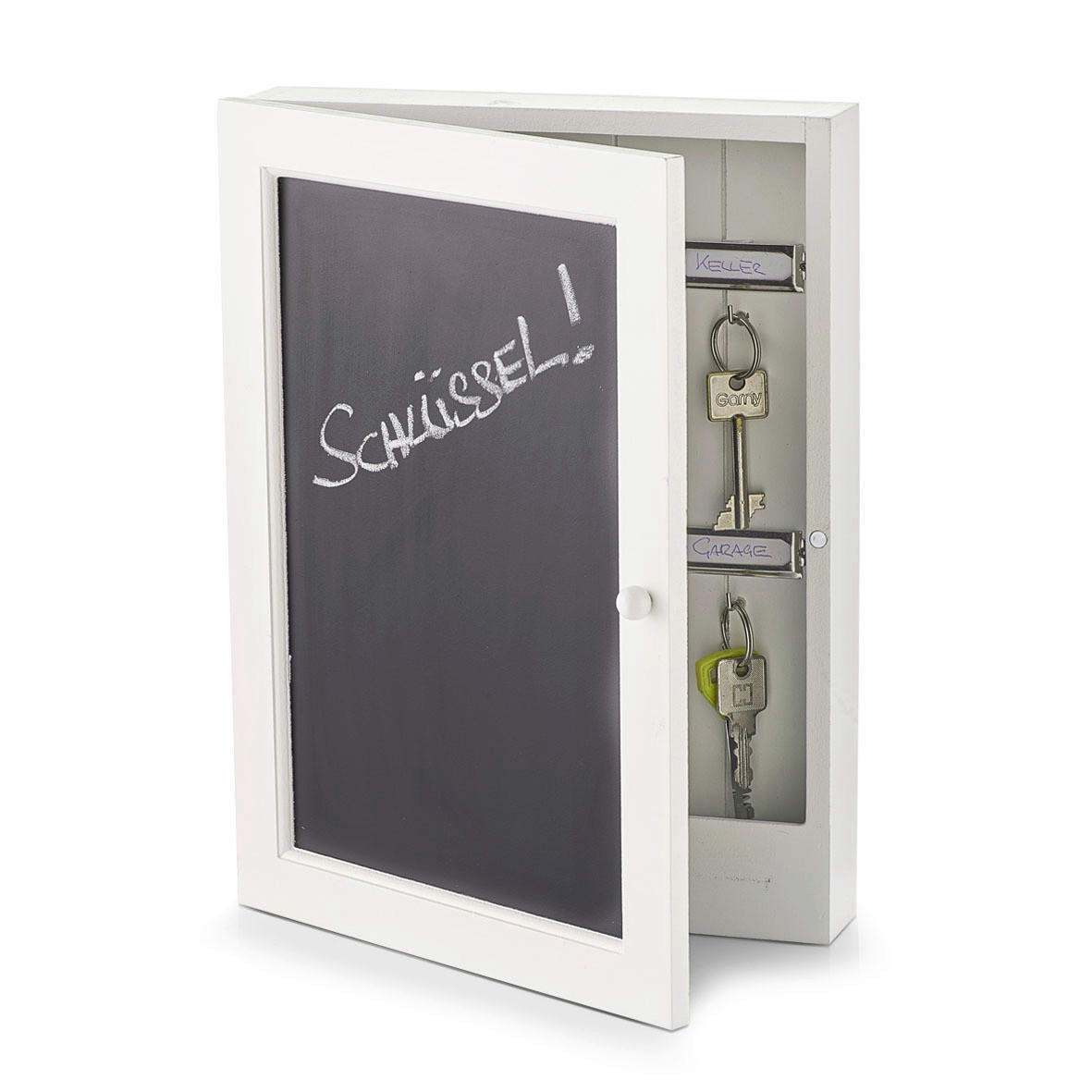 Zeller Schlüsselkasten Tafel weiß MDF B/H/L: ca. 5x30x22 cm Tafel - weiß (22,00/5,00/30,00cm) - Zeller