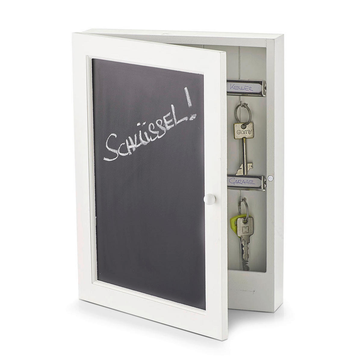 Zeller Schlüsselkasten Tafel weiß MDF B/H/L: ca. 5x30x22 cm Tafel - weiß (22,00/5,00/30,00cm) - Zeller