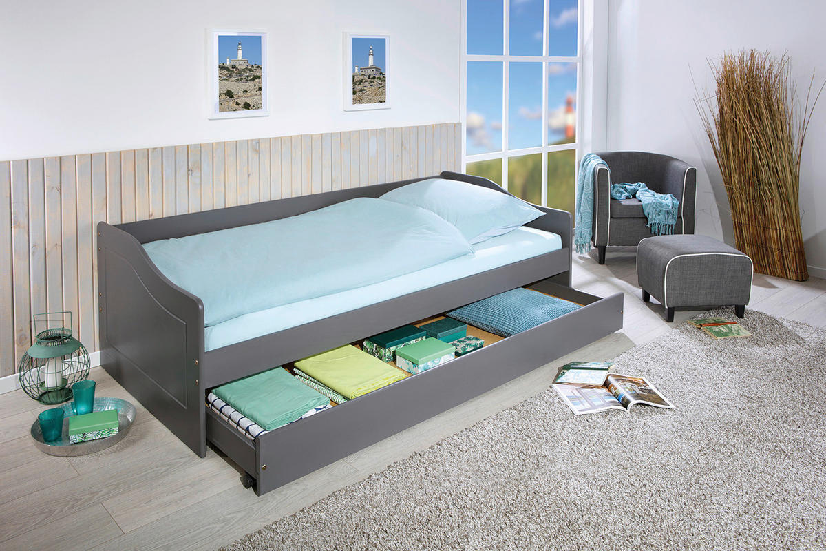 Funktionsbett Malte grau Liegefläche B/L: ca. 90x200 cm Malte - grau (208,00/97,00/62,00cm) - Inter Link