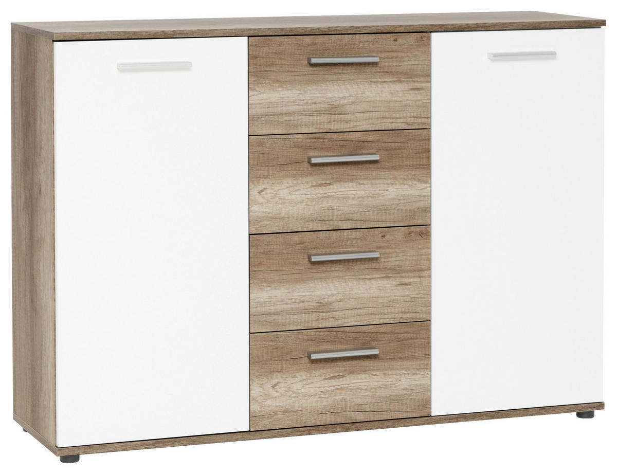 Kommode Jacky 2 B/H/T: ca. 120x85x35 cm Jacky 2 - Eiche/weiß (120,00/85,00/35,00cm)