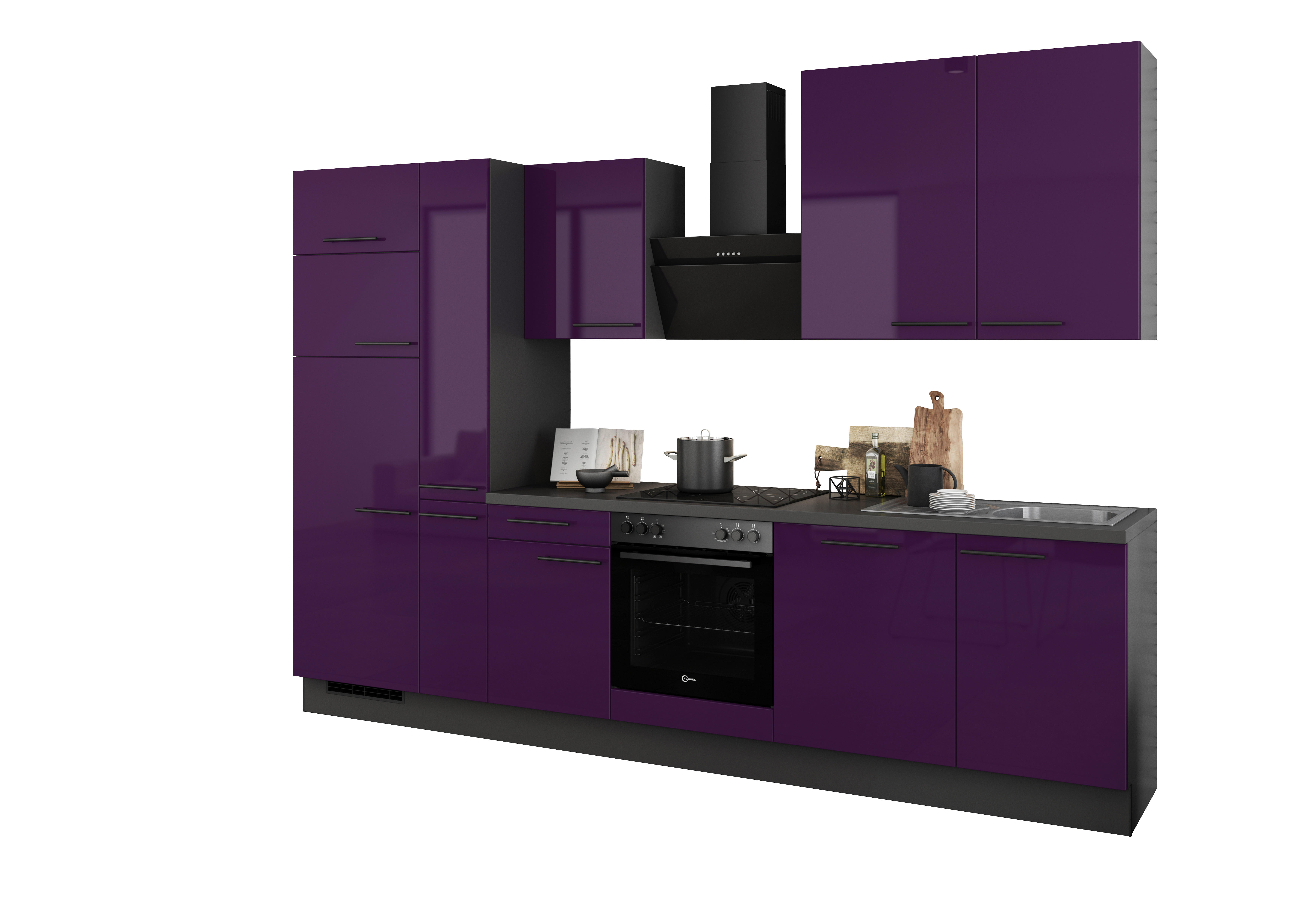 artego Küchenblock Sigma violett B/T: ca. 310x60 cm Sigma - Graphit/violett (310,00/60,00cm) - artego