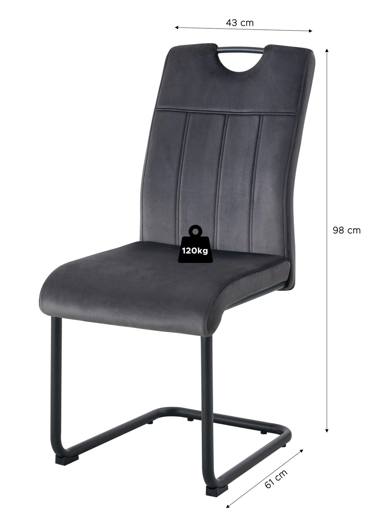 Schwingstuhl LISA, 2er Set anthrazit schwarz B/H/T: ca. 43x98x61 cm LISA, 2er Set - schwarz/anthrazit (43,00/98,00/61,00cm) - xonox.home