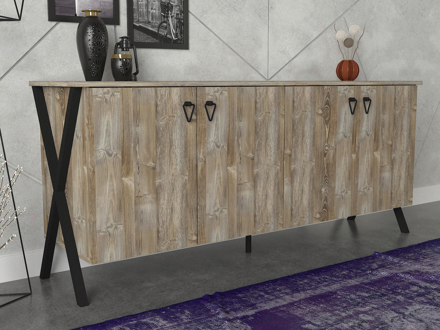 Sideboard Zeth Eiche Nachbildung B/H/T: ca. 180x76,8x44,8 cm Zeth - Eiche (180,00/76,80/44,80cm) - moebel17