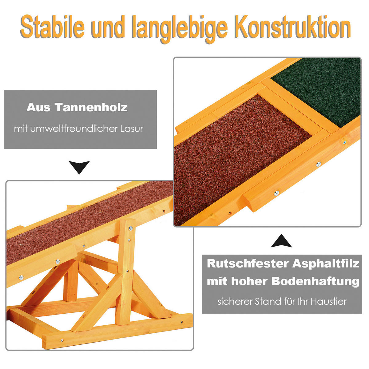 PawHut Hundewippe Hundewippe_für_Einsteiger - braun/grün (180,00/30,00/30,00cm) - PawHut