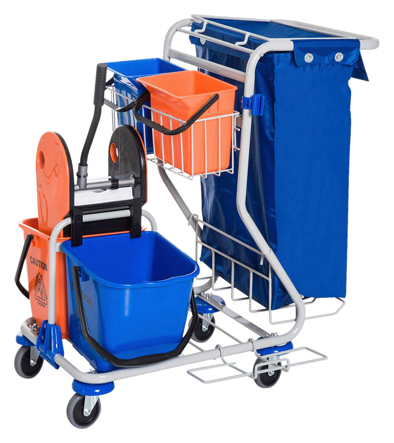 HOMCOM Putzwagen blau Kunststoff B/H/T: ca. 100x103x70 cm Putzwagen - blau/orange (100,00/103,00/70,00cm) - HOMCOM
