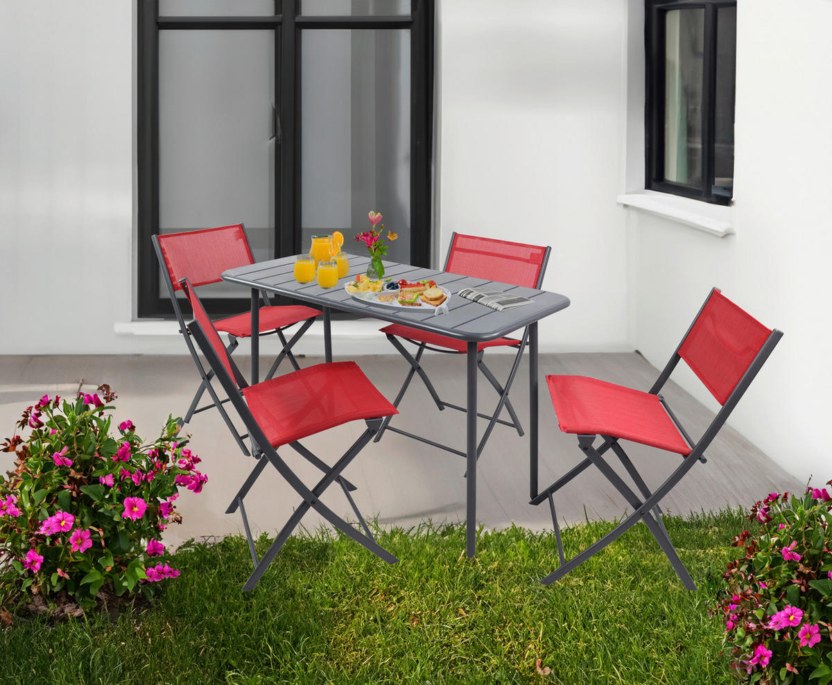 VCM Gartenstuhl 4er Set Sumila rot Metall B/H/L: ca. 45x79x46 cm Sumila - rot (46,00/45,00/79,00cm) - VCM