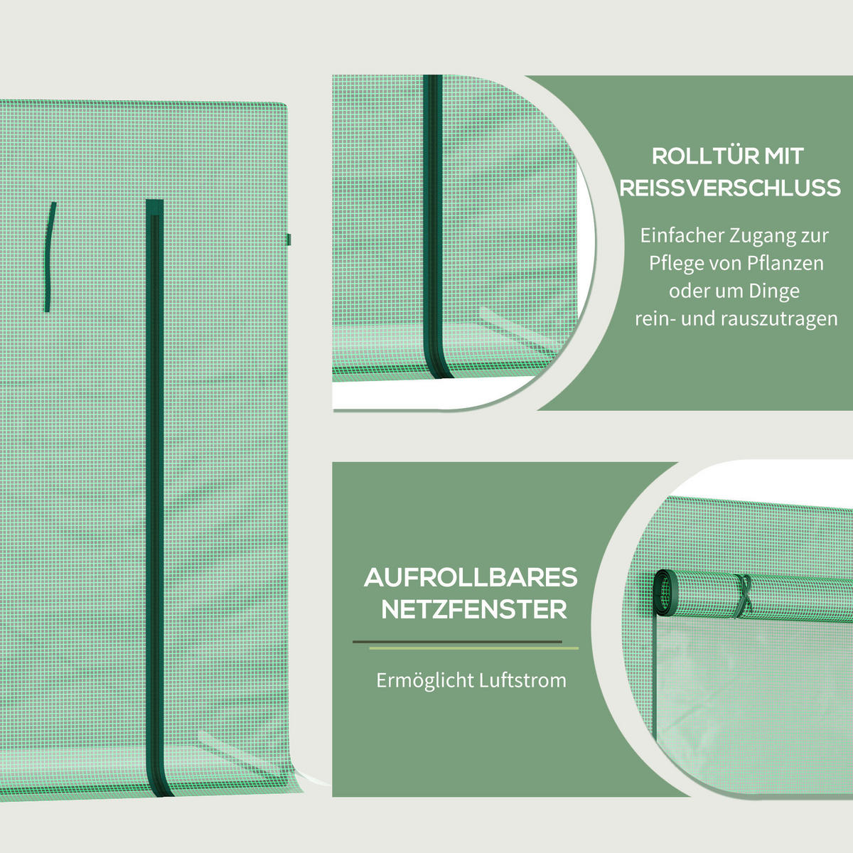Outsunny Gewächshaus B/H/L: ca. 76x168x200 cm Gewächshaus - grün (200,00/76,00/168,00cm) - Outsunny