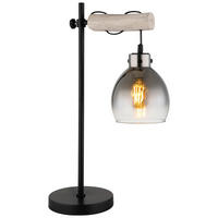 GLOBO Tischleuchte Rauch schwarz natur Glas Holz Metall B/H/T: ca. 18x55x33 cm E27 1 Brennstellen RYAN - natur/schwarz (18,00/55,00/33,00cm) - GLOBO