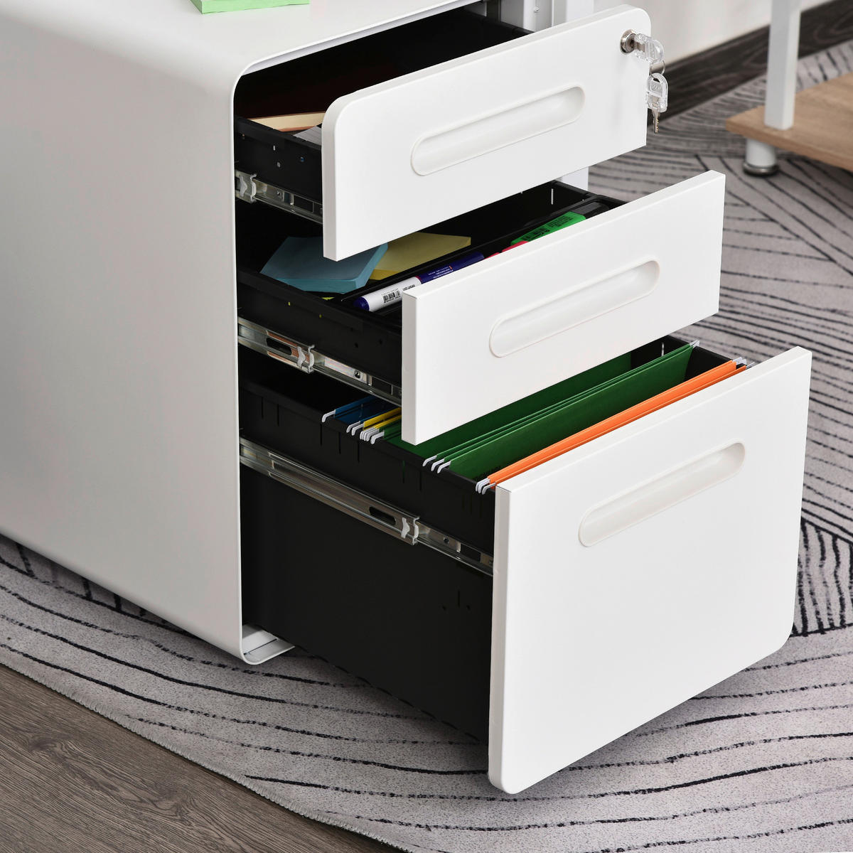 Rollcontainer 924-007WT weiß B/H/T: ca. 39x59x48 cm 924-007WT - weiß (39,00/59,00/48,00cm) - Vinsetto