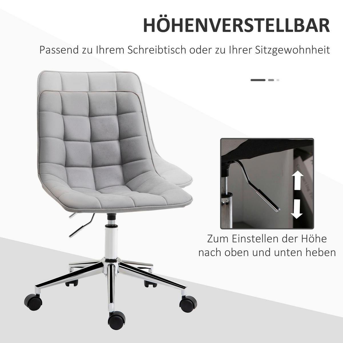 Drehstuhl 921-361 hellgrau 921-361 - hellgrau (60,00/90,00/60,00cm) - Vinsetto