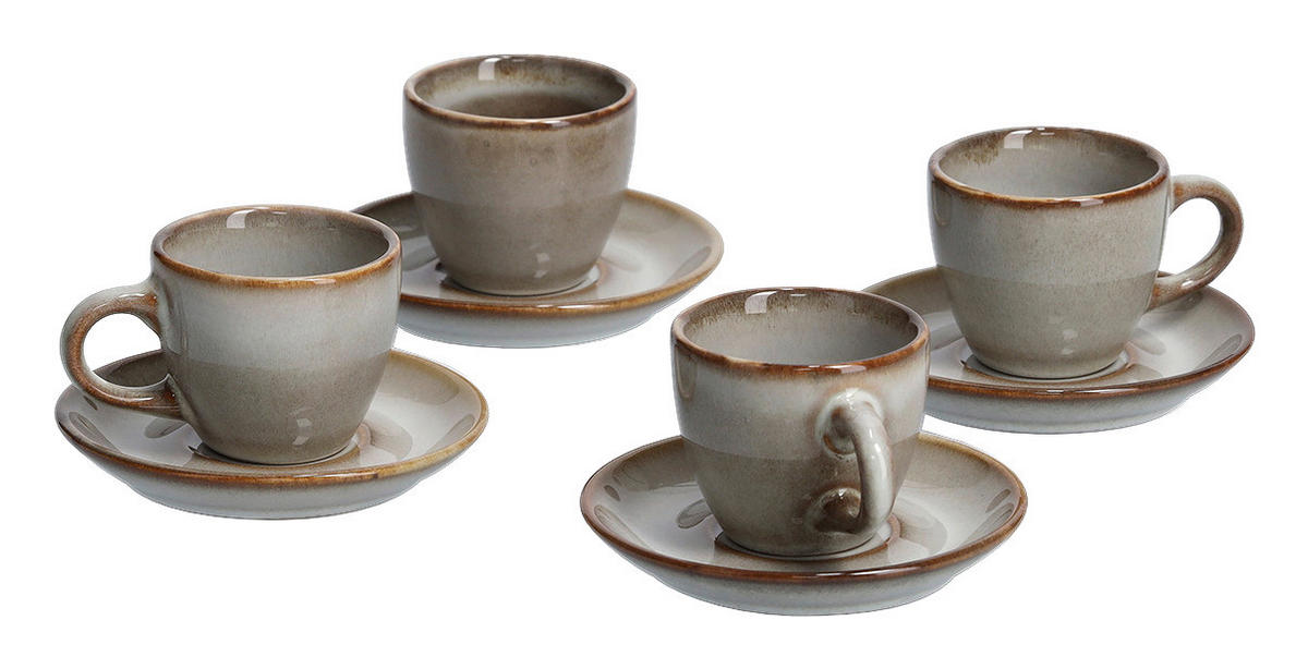 Zeller Espresso-Set taupe Keramik Espressoset_8tlg. - taupe (12,50/27,50/7,00cm) - Zeller
