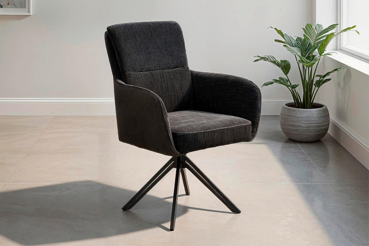 Stuhl TINO schwarz Metall Microfaser B/H/T: ca. 62x94x70 cm TINO - schwarz (62,00/94,00/70,00cm) - byLIVING