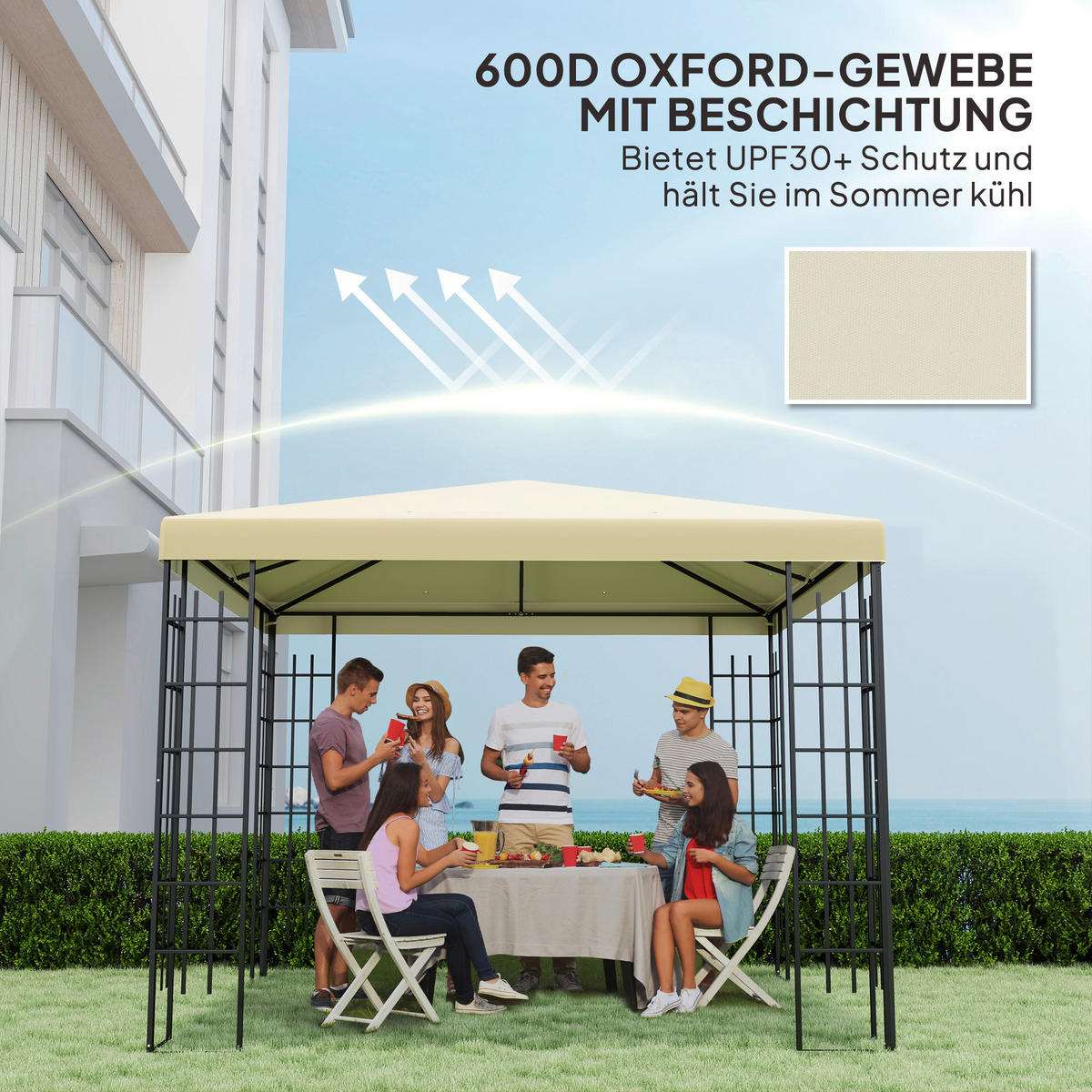Outsunny Pavillondach cremeweiß Polyester B/H/L: ca. 298x1x298 cm Pavillondach - cremeweiß (298,00/298,00/1,00cm) - Outsunny