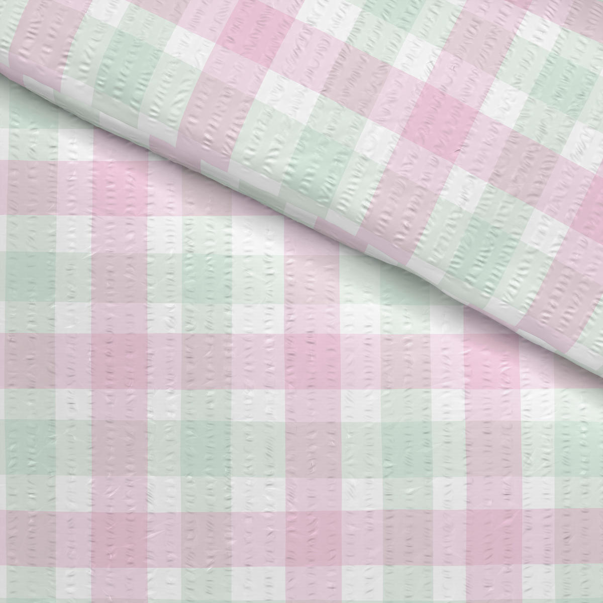 Seersucker Bettwäsche Bettwäsche_Micro-Seersucker Karo - mint/rosa (135,00/200,00cm)