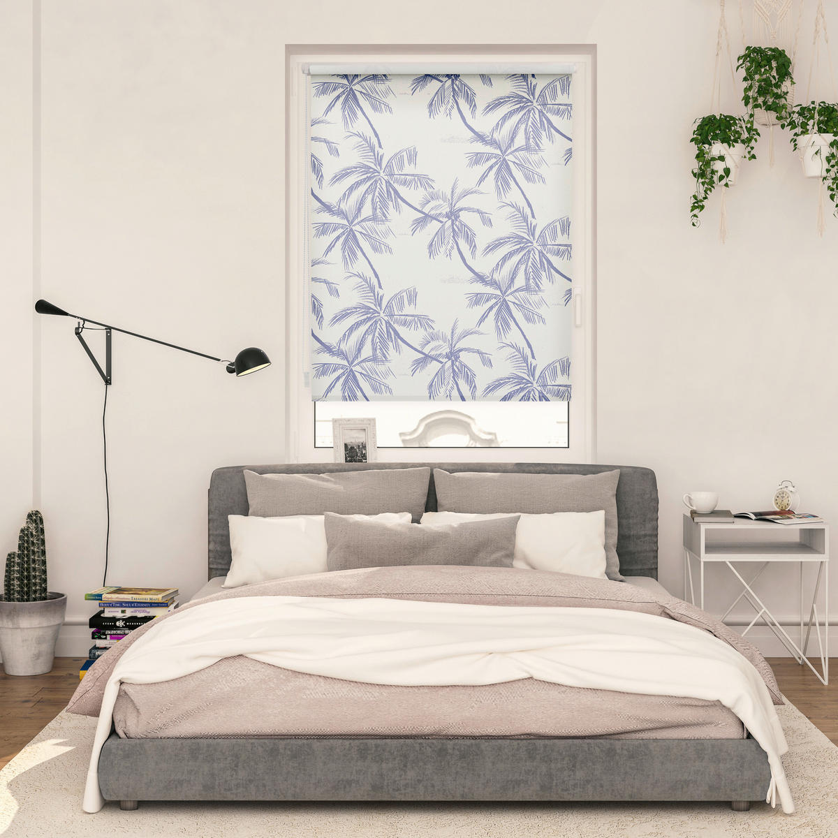 Verdunkelungsrollo Blueprint Palms blau B/L: ca. 90x150 cm Blueprint Palms - blau (90,00/150,00cm) - LICHTBLICK