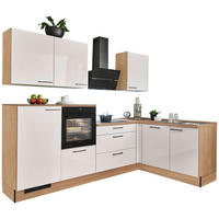 pino Winkelküche PN215 Magnolienweiß Hochglanz B/H/T: ca. 275x220x175 cm PN215 - Eiche/schwarz (275,00/220,00/175,00cm) - pino