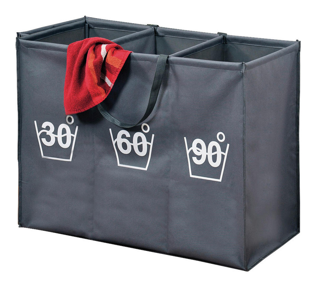 Kesper Wäschesammler grau Polyester B/H/L: ca. 36x60x74 cm Wäschesammler_3er-Einteilung - grau (74,00/36,00/60,00cm) - Kesper