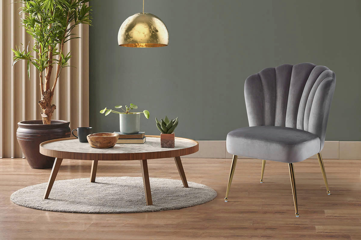 Stuhl Pippa 101 grau Microfaser B/H/T: ca. 67x87x70 cm Pippa 101 - gold/grau (67,00/87,00/70,00cm) - 360 Living