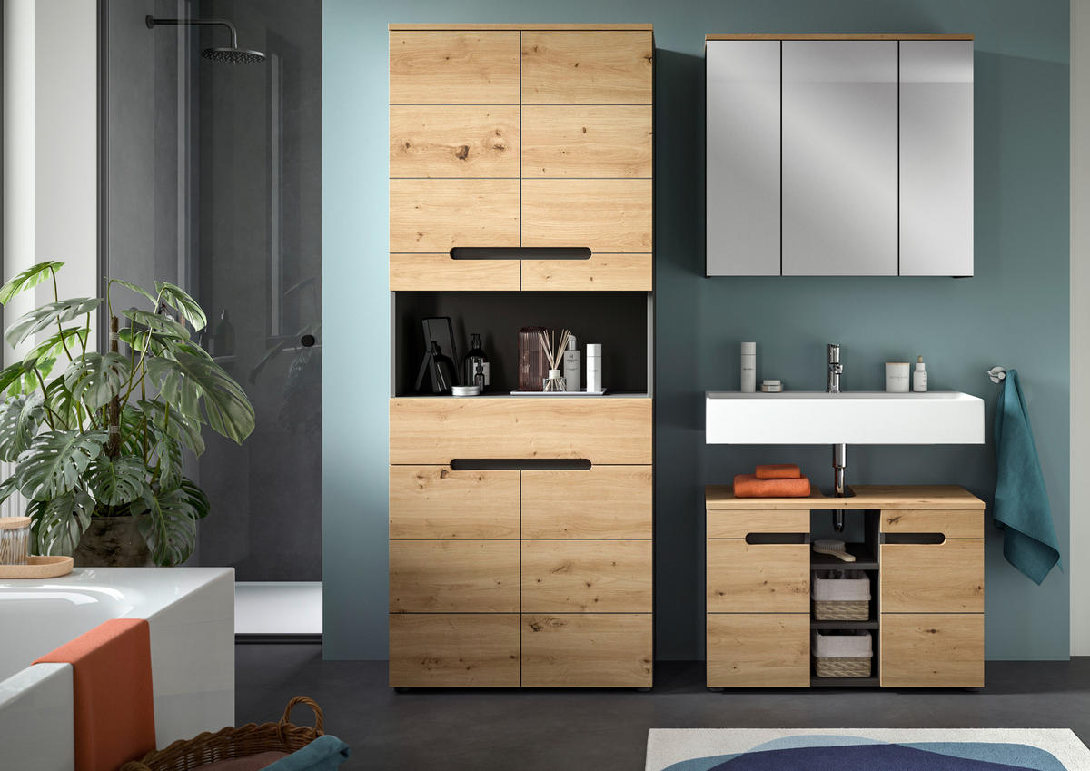 Badezimmer-Set Canu Basalt Eiche Artisan Nachbildung B/H/T: ca. 171x193x34 cm Canu - Eiche/Basalt (171,00/193,00/34,00cm) - xonox.home