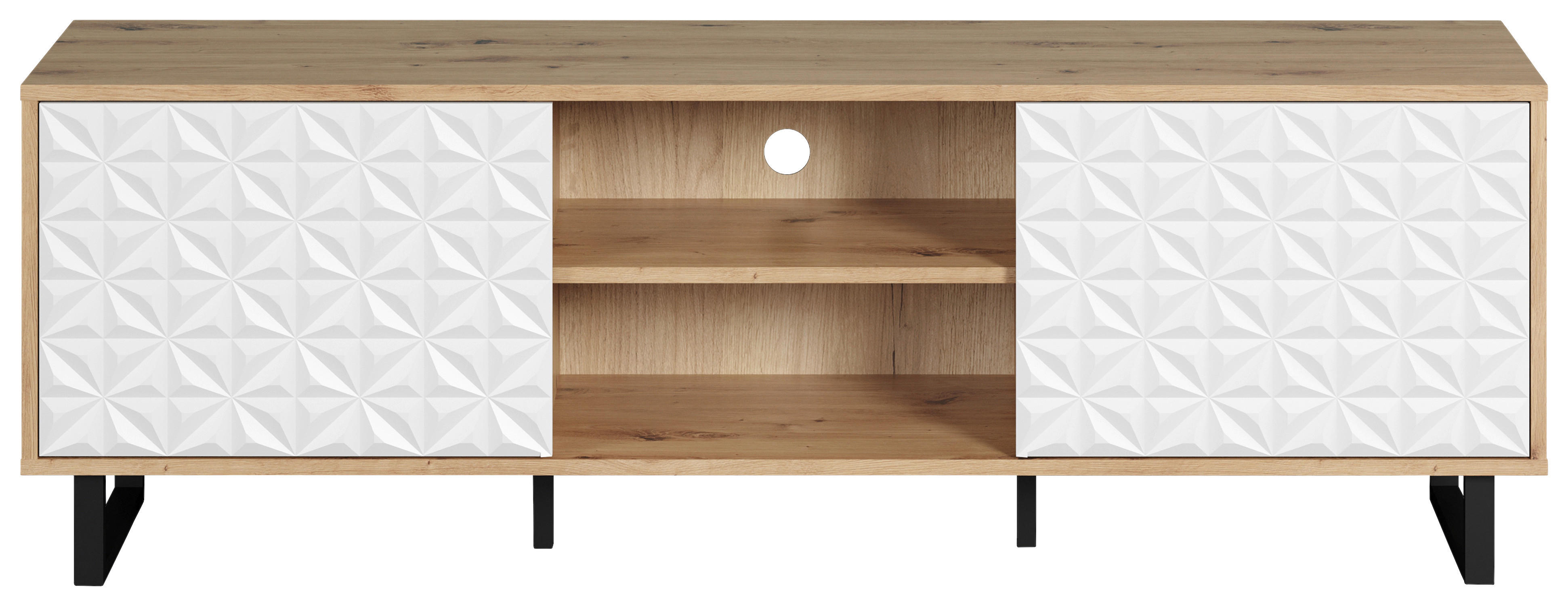 TV-Lowboard Aventura weiß matt Eiche Artisan Nachbildung B/H/T: ca. 154x52x40 cm Aventura - Eiche/weiß (154,00/52,00/40,00cm) - Trendteam