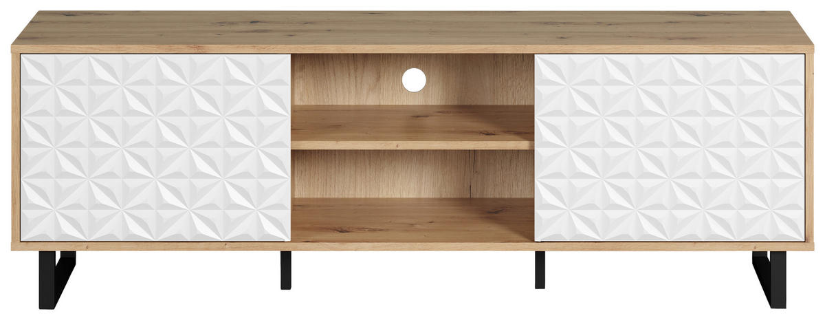 TV-Lowboard Aventura weiß matt Eiche Artisan Nachbildung B/H/T: ca. 154x52x40 cm Aventura - Eiche/weiß (154,00/52,00/40,00cm) - Trendteam