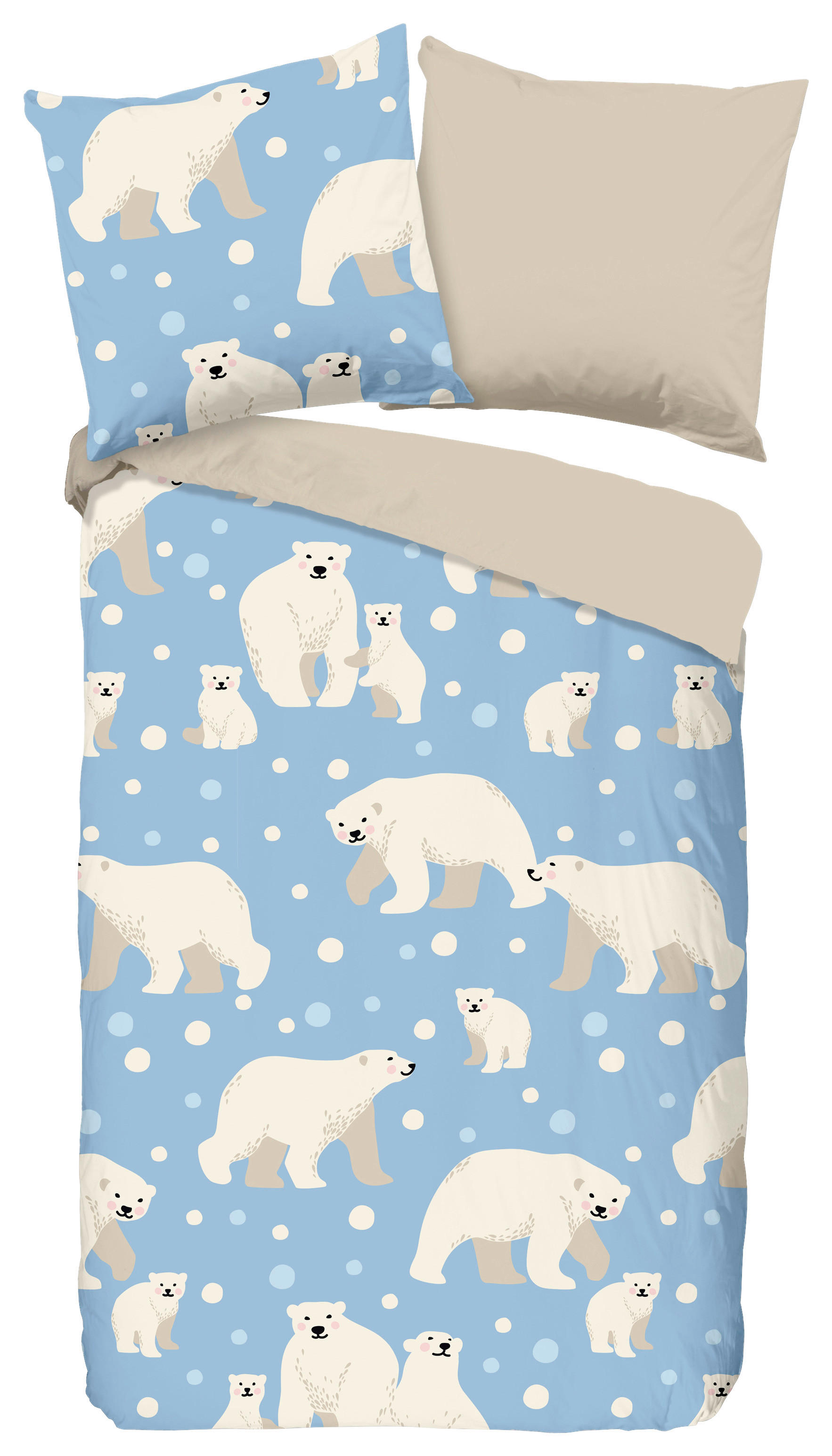 good morning Kinderbettwäsche »Polarbear Repeat«, Biber, 135x200, Warm, Wei günstig online kaufen