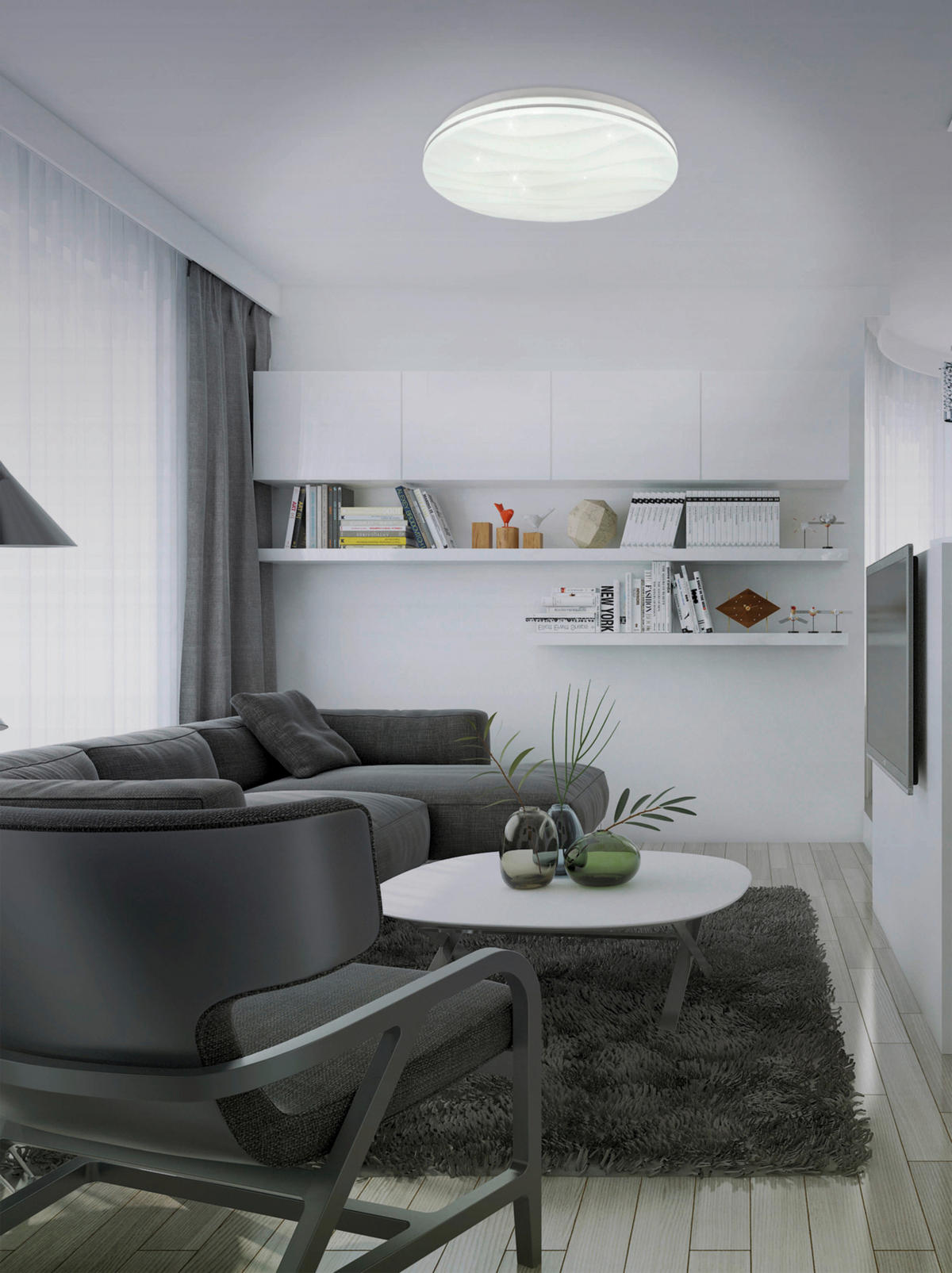 Näve Leuchten Deckenleuchte 1355923 weiß Kunststoff Metall B/H/T: ca. 38x6x38 cm null 1 Brennstellen Smart Home LED Deckenleuchte - weiß (38,00/6,00/38,00cm) - Näve Leuchten