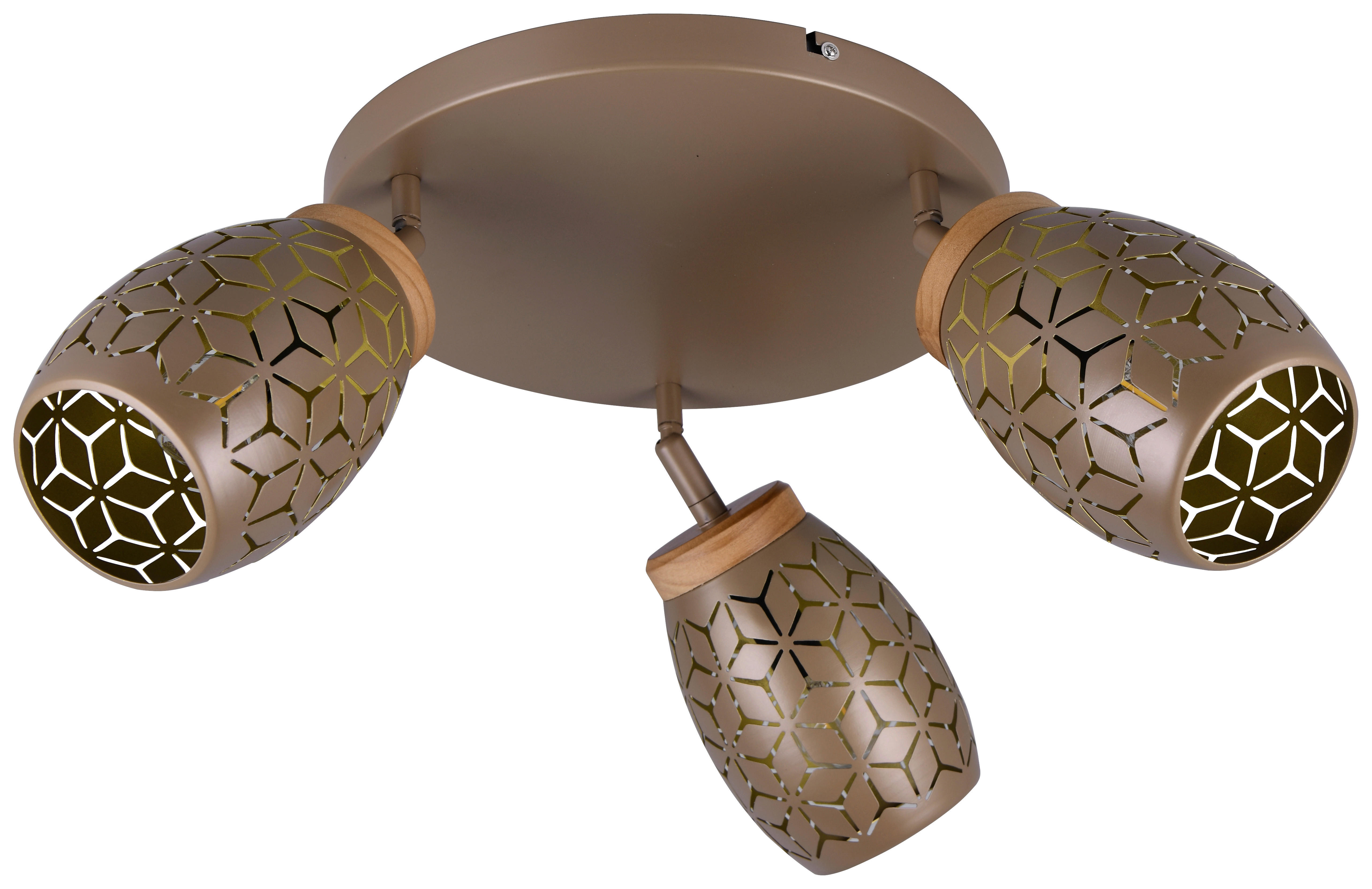 Reality Leuchten Spots kaffee gold Metall D: ca. 27 cm E14 3 Brennstellen Spot_Bidar 3 - gold/kaffee (27,00cm) - Reality Leuchten