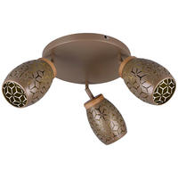Reality Leuchten Spots kaffee gold Metall D: ca. 27 cm E14 3 Brennstellen Spot_Bidar 3 - gold/kaffee (27,00cm) - Reality Leuchten
