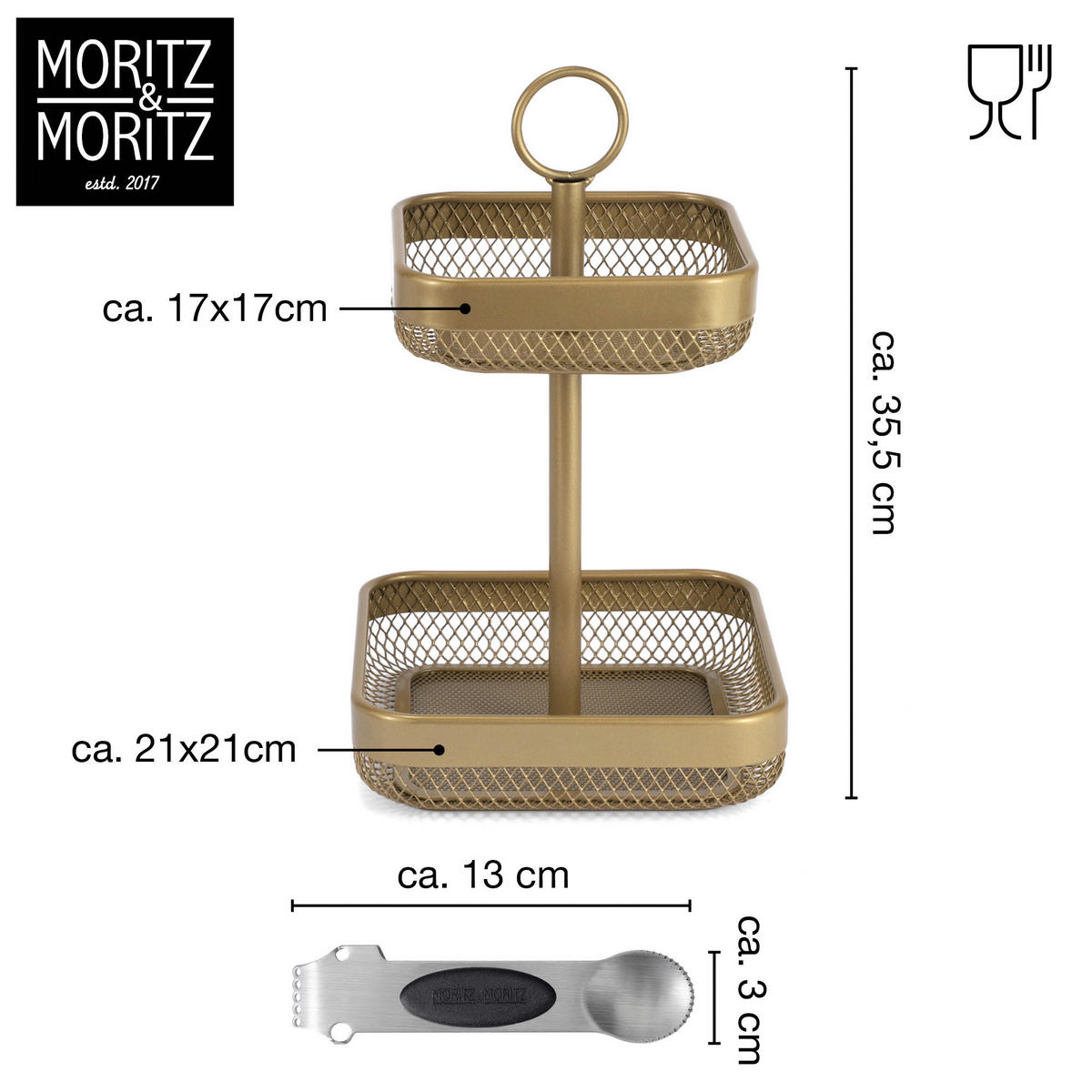 Moritz & Moritz Etagere gold Metall H: ca. 35,5 cm Etagere_2-stufig - gold (35,50cm) - Moritz & Moritz
