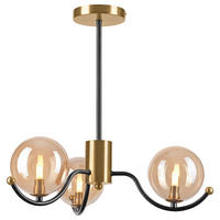 Lamkur Pendelleuchte GEORGIA 49274 schwarz gold Stahl Glas H/L: ca. 48,5x48 cm E27 3 Brennstellen Georgia - gold/schwarz (48,00cm) - Lamkur