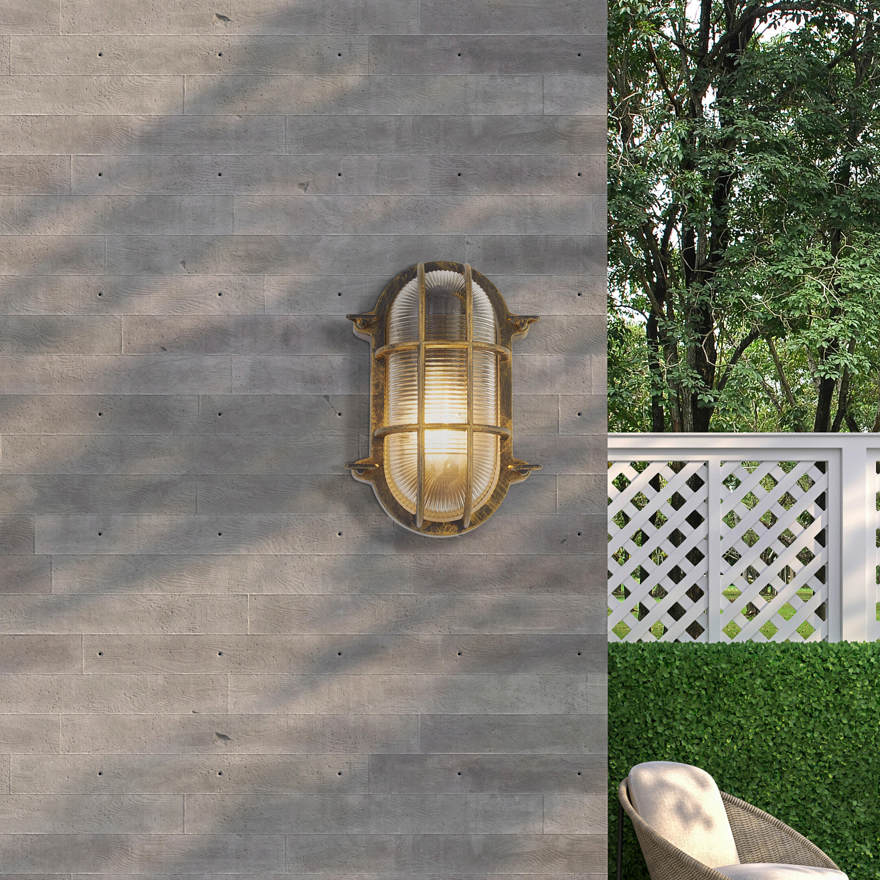 Searchlight Außenleuchte transparent schwarz Glas Stahl B/H/T: ca. 16x25x10,5 cm E27 1 Brennstellen Bulkhead - schwarz/transparent (16,00/25,00/10,50cm) - Searchlight