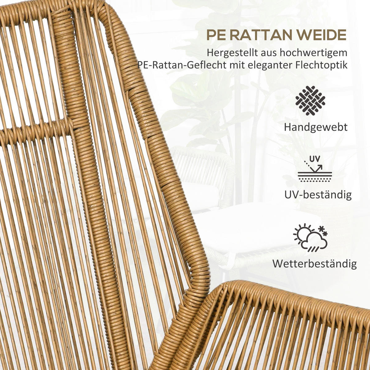 Outsunny Gartensessel natur Polyester B/H/L: ca. 83x94x67 cm Gartensessel - natur (67,00/83,00/94,00cm) - Outsunny