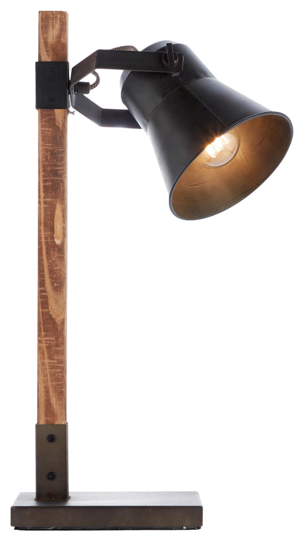 Brilliant Tischleuchte 82149/46 schwarz braun Metall Holz B/H/T: ca. 29x55x16 cm E27 1 Brennstellen Plow - braun/schwarz (29,00/55,00/16,00cm) - Brilliant