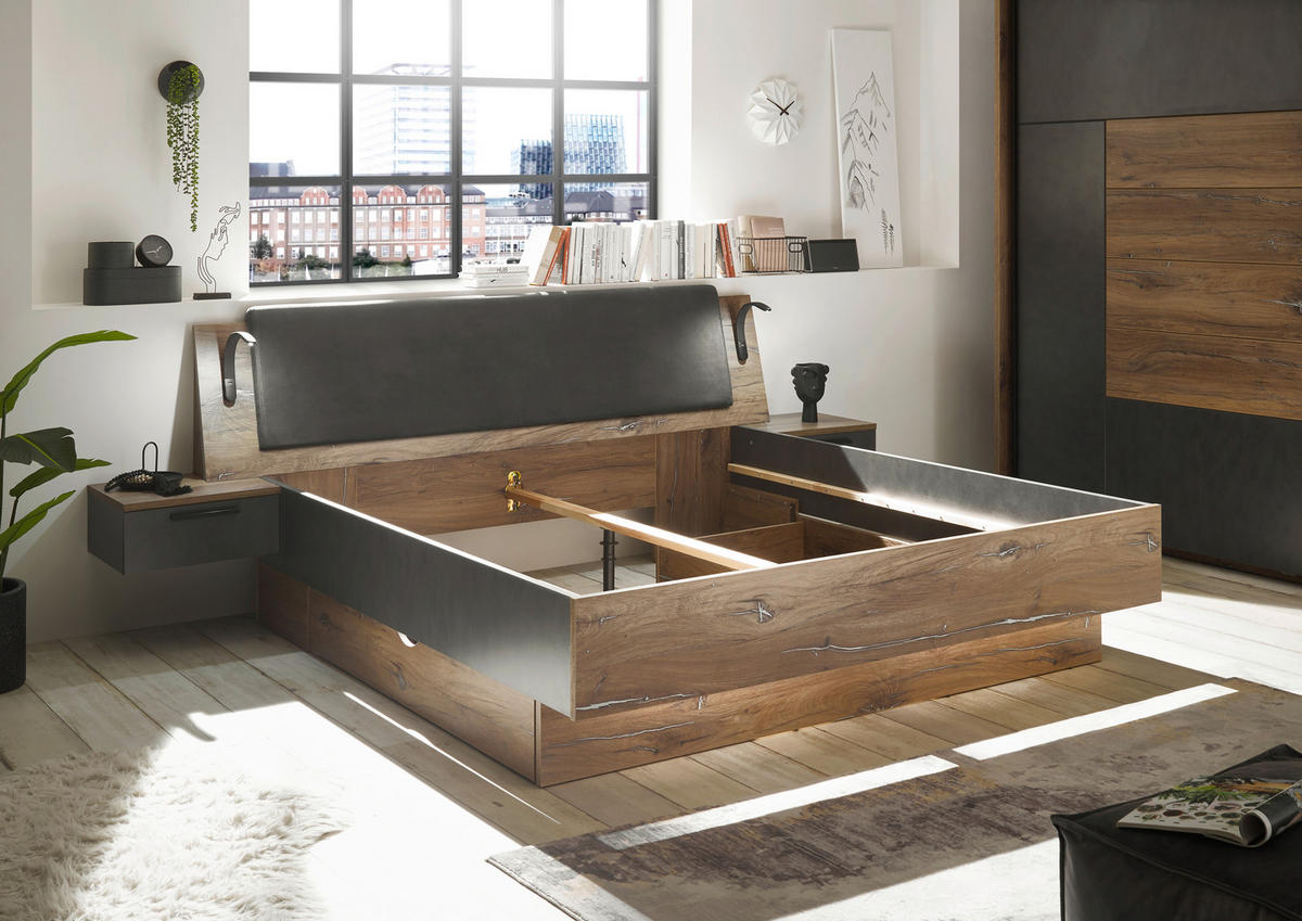 Bettanlage York Oak Flagstaff Nachbildung Matera Optik B/H/T: ca. 278x102x217 cm Liegefläche B/L: ca. 180x200 cm York - Oak (278,00/102,00/217,00cm)