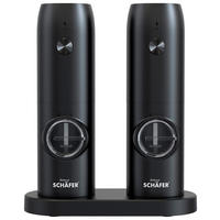 SCHÄFER Salz- und Pfeffermühle schwarz Kunststoff B/H/L: ca. 9x21x11 cm Elektrische_Salz-/Pfeffermühle_2in1 - schwarz (11,00/9,00/21,00cm) - SCHÄFER