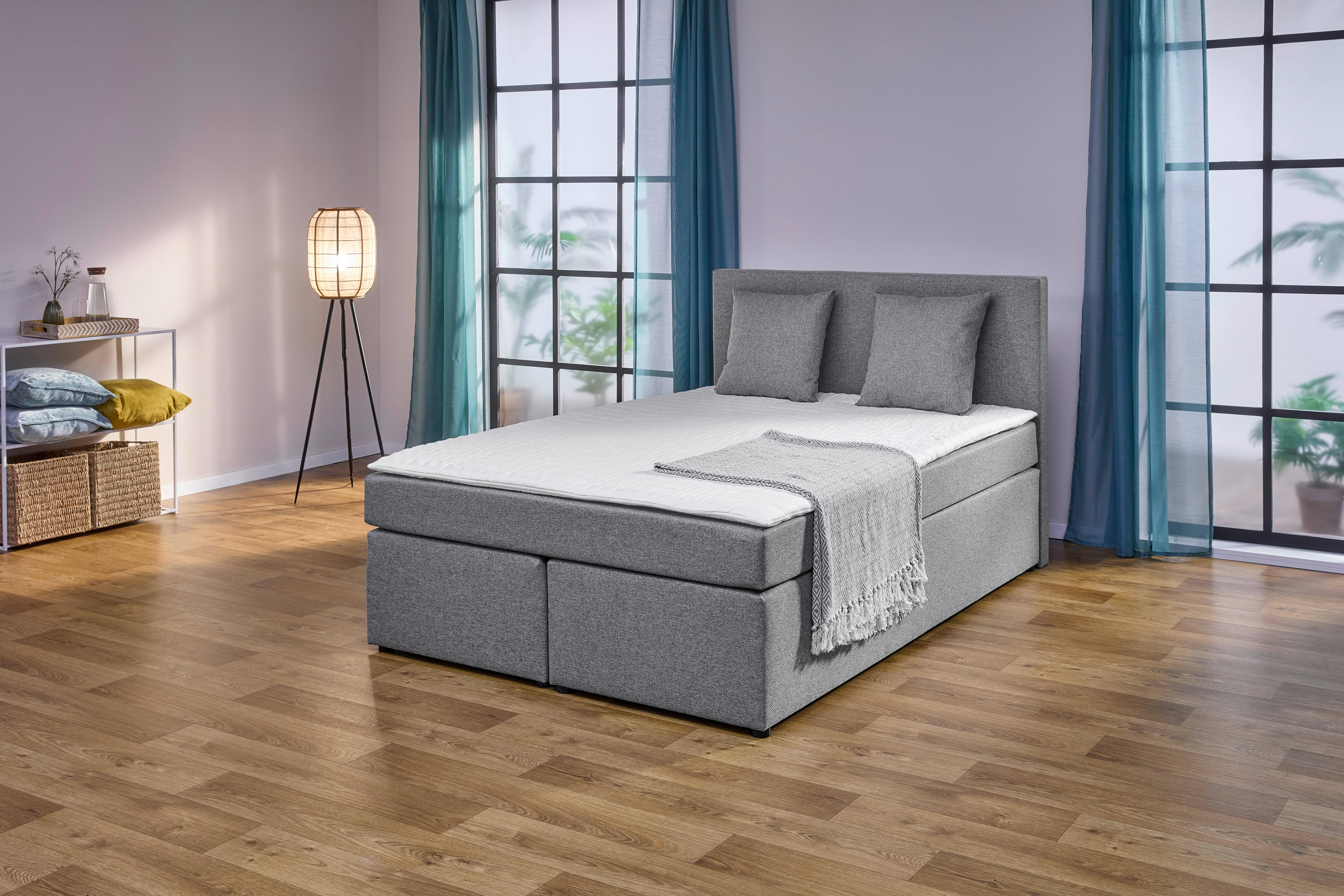Boxspringbett Sevilla grau Liegefläche B/L: ca. 140x200 cm Sevilla - grau (140,00/105,00/208,00cm)