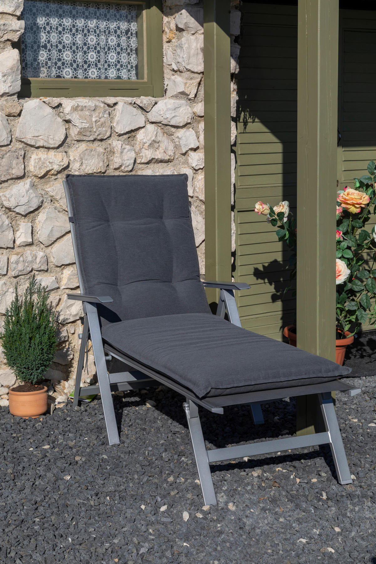 Beo Liegenauflage Tartu dunkelgrau Polyester B/H/L: ca. 58x8x191 cm Tartu - dunkelgrau (191,00/58,00/8,00cm) - Beo