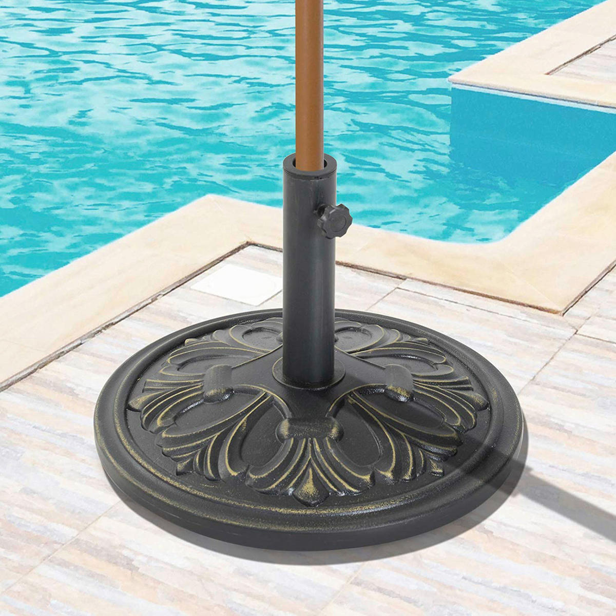 Outsunny Sonnenschirmständer bronze Metall B/H/L/D: ca. 48x34x48x48 cm Sonnenschirmständer - bronze (48,00/48,00/34,00cm) - Outsunny