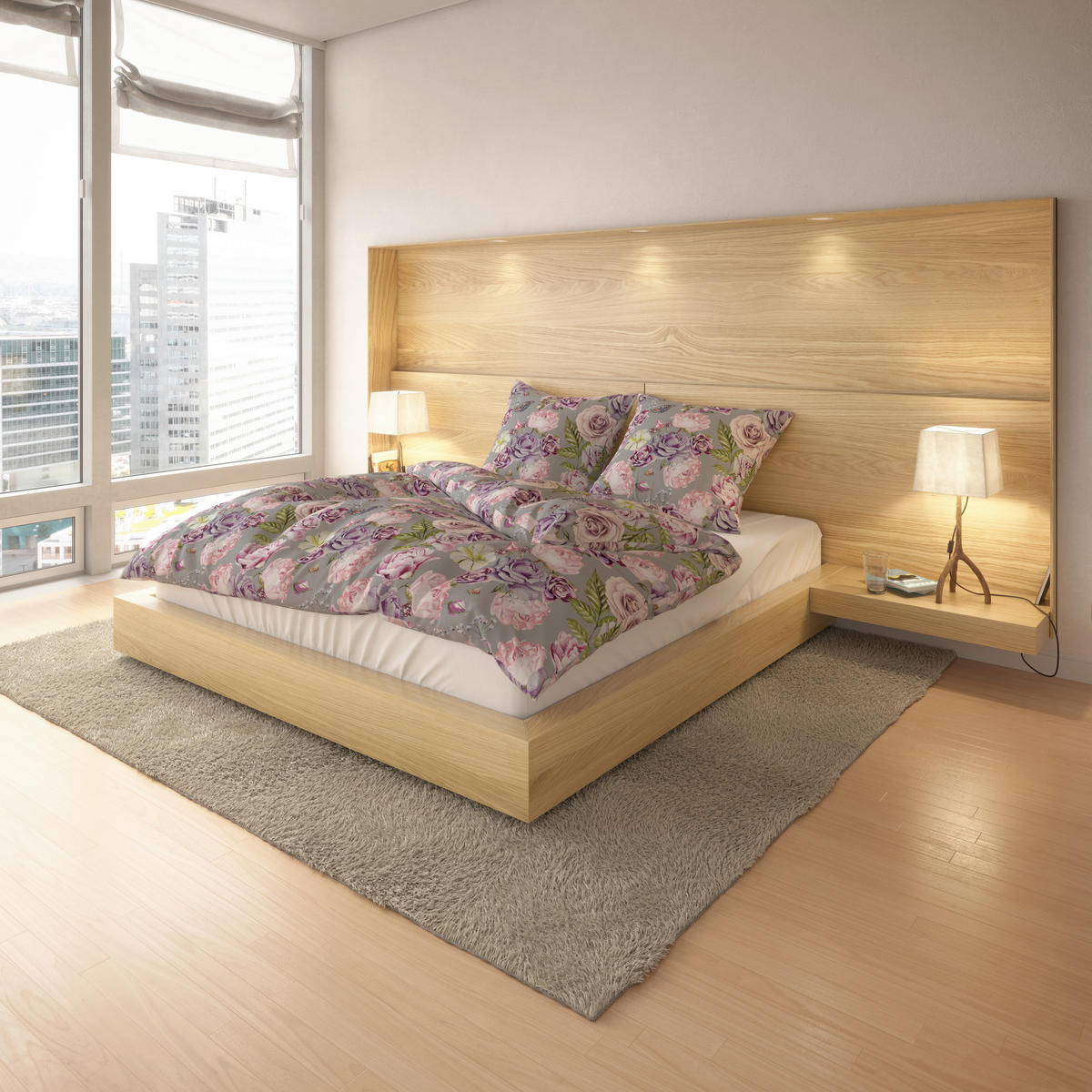 Microfaser Bettwäsche Bettwäsche_Microfaser Lina 200x200 - rosé/grau (200,00/200,00cm)