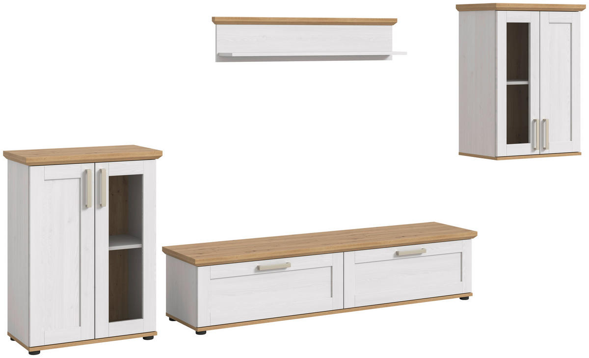 Wohnwand VERONA Lärche Nachbildung Eiche Nachbildung B/H/T: ca. 336x161x40 cm VERONA - Eiche/Lärche (336,00/161,00/40,00cm) - xonox.home