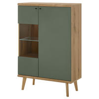 Vitrine Alva Eiche Evoke Coast Nachbildung salbei B/H/T: ca. 90x134x40 cm Alva - Eiche/salbei (90,00/134,00/40,00cm)