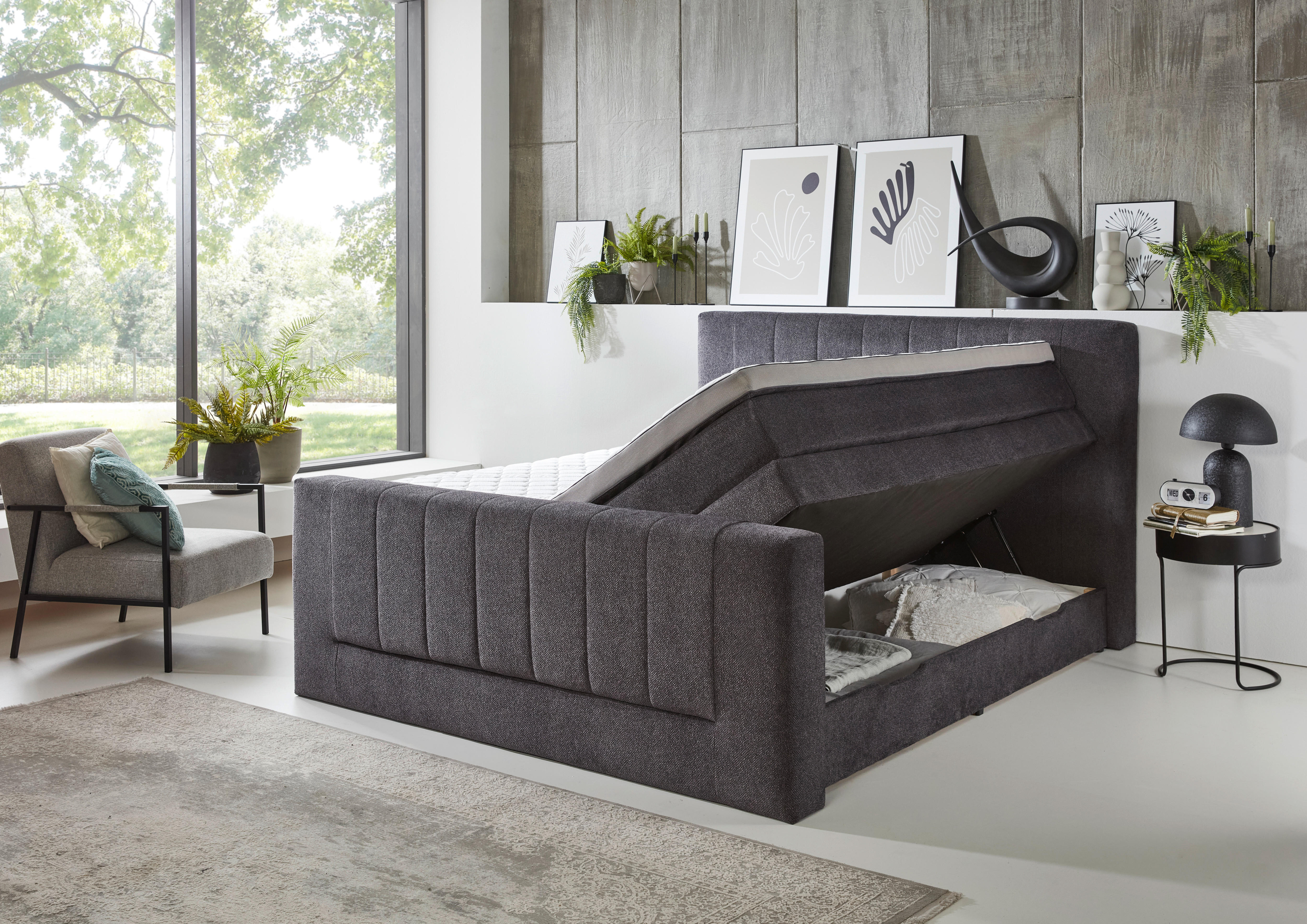 Boxspringbett Kenosha anthrazit Liegefläche B/L: ca. 180x200 cm Kenosha - anthrazit (180,00/200,00cm)