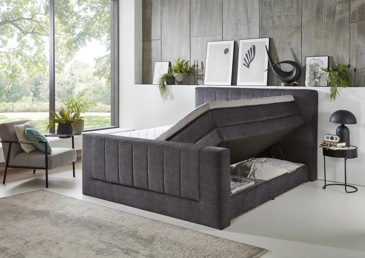 Boxspringbett Kenosha anthrazit Liegefläche B/L: ca. 180x200 cm Kenosha - anthrazit (180,00/200,00cm)