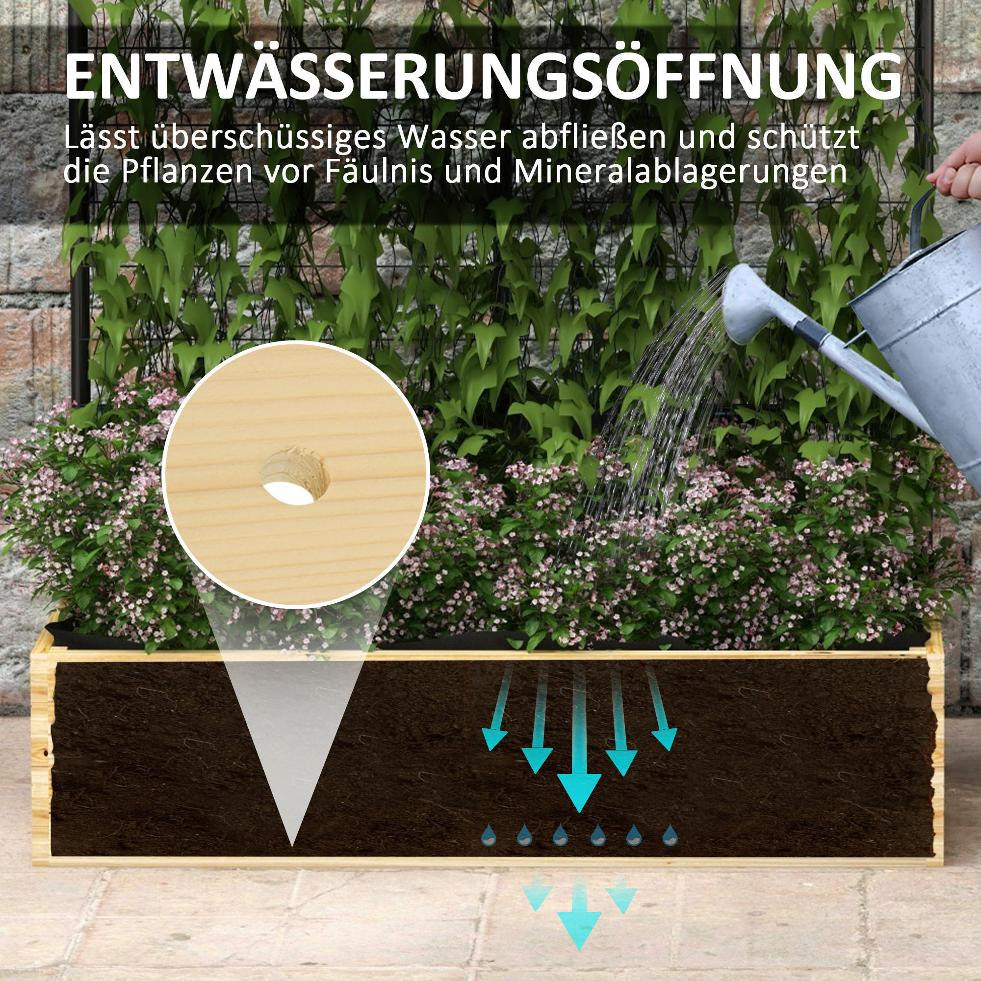 Outsunny Gartenbeet natur Polypropylen B/H/L: ca. 38x80x145 cm Gartenbeet - natur (145,00/38,00/80,00cm) - Outsunny