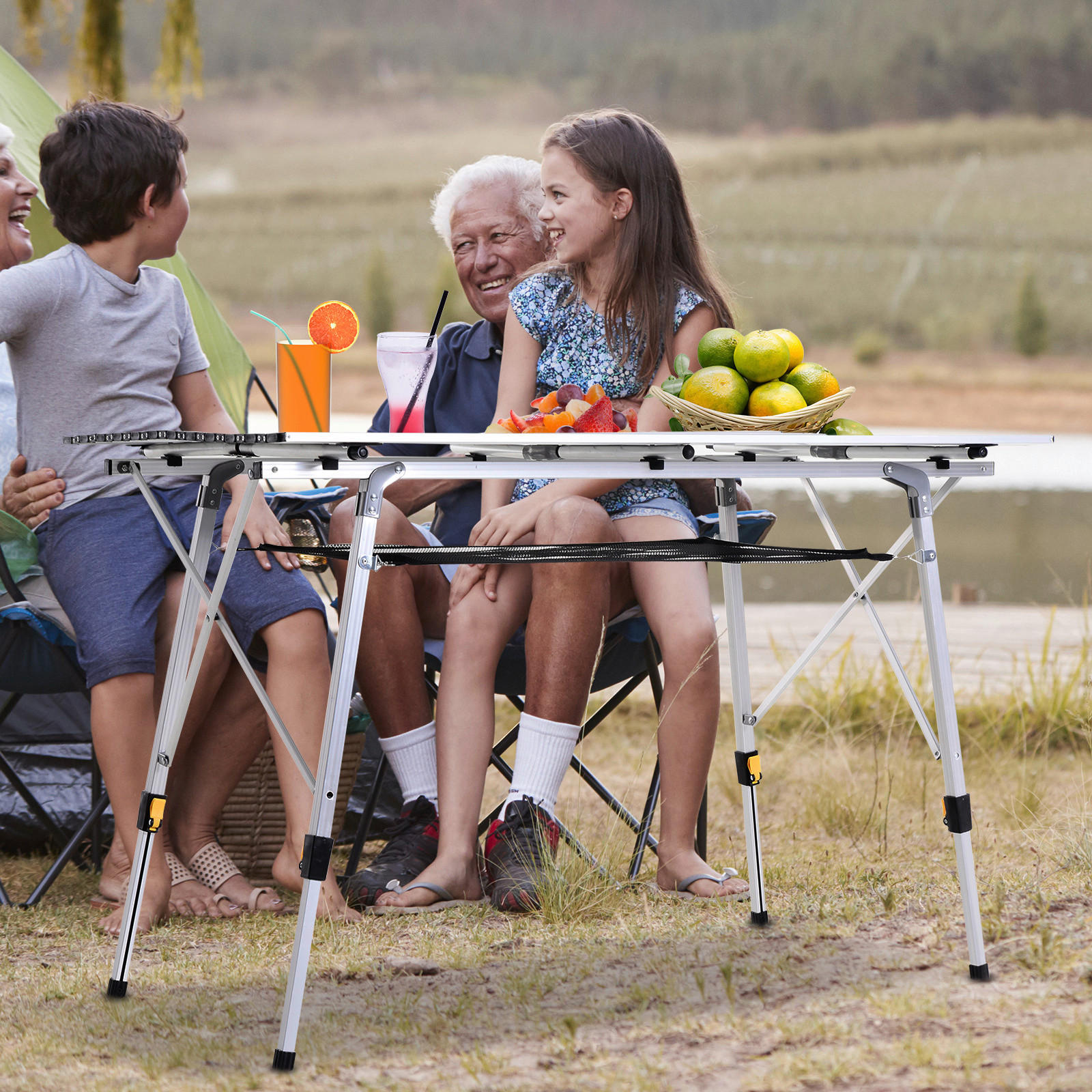 Outsunny Picknicktisch silber Aluminium B/H/L: ca. 70x73x120 cm Picknicktisch - silber (120,00/70,00/73,00cm) - Outsunny
