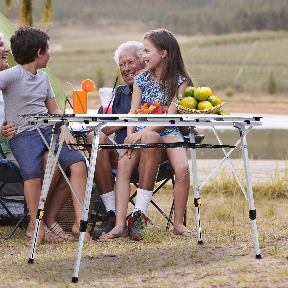 Outsunny Picknicktisch silber Aluminium B/H/L: ca. 70x73x120 cm Picknicktisch - silber (120,00/70,00/73,00cm) - Outsunny