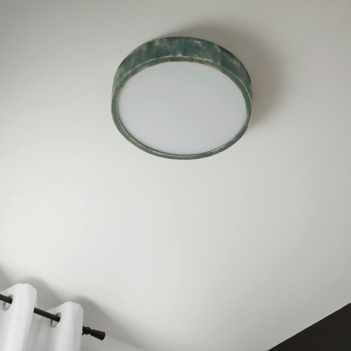 Lamkur Deckenleuchte grün hellbraun Holz Glas B/H/L: ca. 38x38x10 cm 2 Brennstellen Eveline - hellbraun/grün (10,00/38,00/38,00cm) - Lamkur