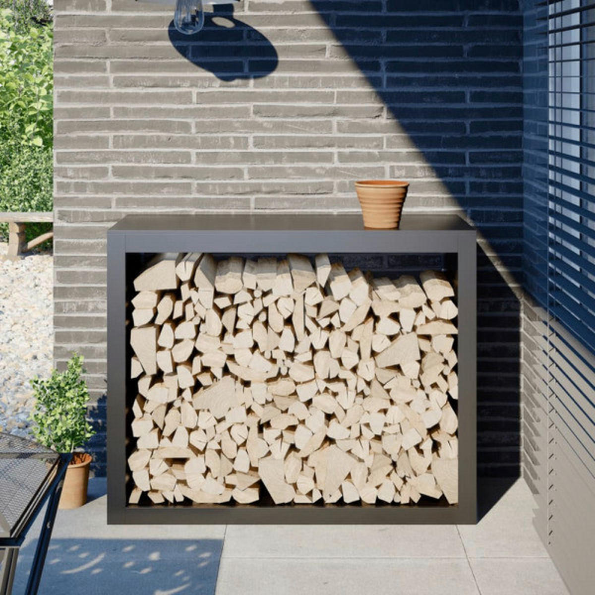 VidaXL Brennholzregal anthrazit B/H/L: ca. 40x80x100 cm Brennholzregal - anthrazit (100,00/40,00/80,00cm) - VidaXL